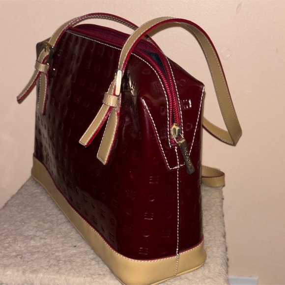 Arcadia Burgundy & Tan Leather Bag - Picture 2 of 9